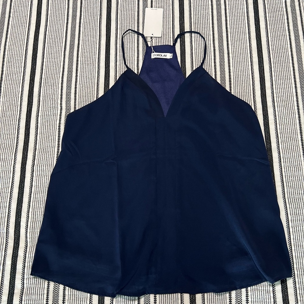Woman’s racerback tank. Full Lined, V Neck, Adjustable Spaghetti Straps. Large.